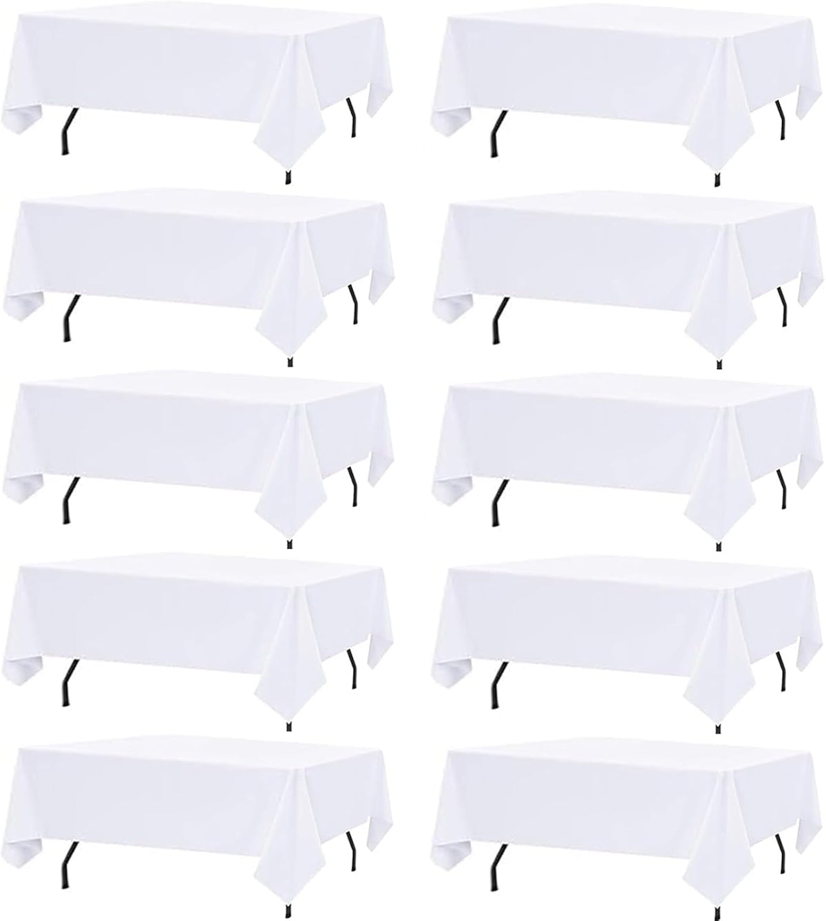 10 Pack White Table Cloths for 8ft Rectangle Tables, 60x126 Inch Tablecloth