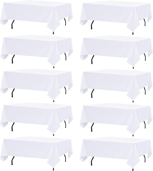 10 Pack White Table Cloths for 8ft Rectangle Tables, 60x126 Inch Tablecloth
