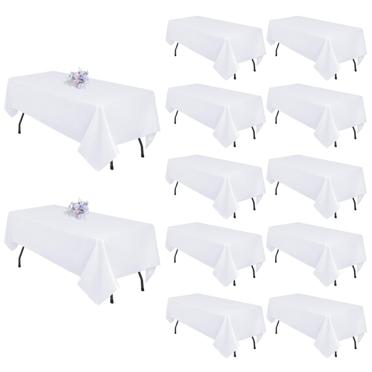 12 Pack 60 x 126 Inch Black Tablecloths for 8 Foot Rectangle Tables
