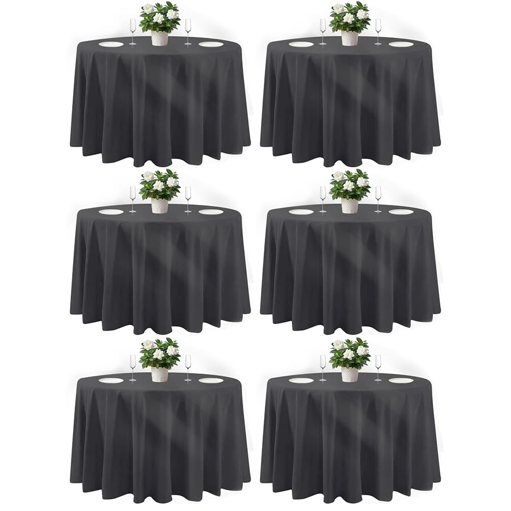 Cuckan 120 Inch Round Tablecloth, 10 Pack White Stain Resistant and Wrinkle-Free Polyester Table Cover for Wedding, Banquet, Party, Restaurant