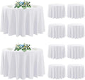 DAKKIONY 10 Pack Round Tablecloth White 120 Inch, Stain Resistant and Wrinkle Polyester Fabric, Washable Table Cover for Kitchen Dining, Wedding, Buffet Table, Holiday Party