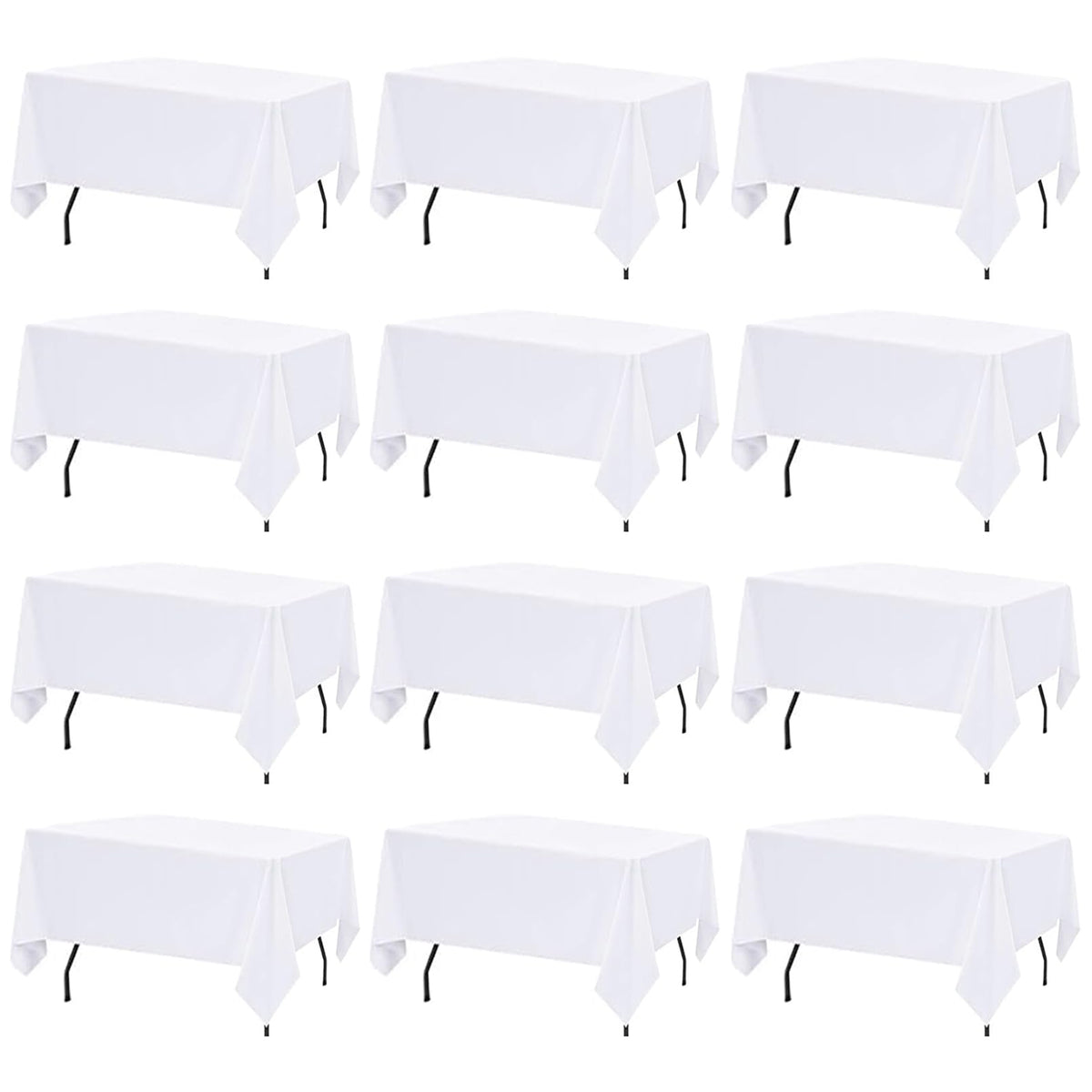 10 Pack White Table Cloths for 8ft Rectangle Tables, 60x126 Inch Tablecloth
