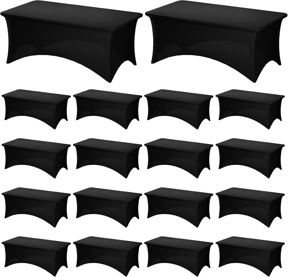 Fixwal 18 Pack 6FT Black Tablecloth Rectangle Spandex Fitted Table Cover