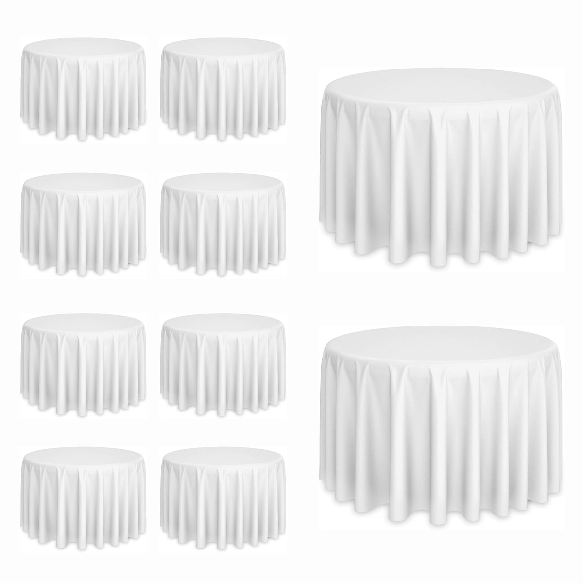 10 Pack Black Round Tablecloths, 120 Inch Stain Resistant and Wrinkle Round Table Clothes, Washable Polyester Table Clothes Cover for Kitchen Dining, Wedding Birthday Party, Buffet Restaurant, Banquet