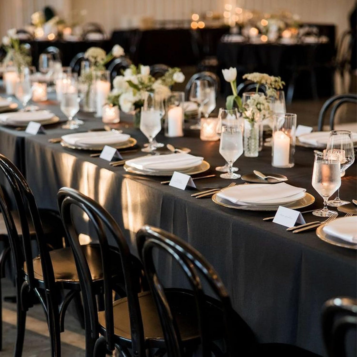 10Pack Black Tablecloths for 8 Foot Rectangle Tables 60 x 126 Inch
