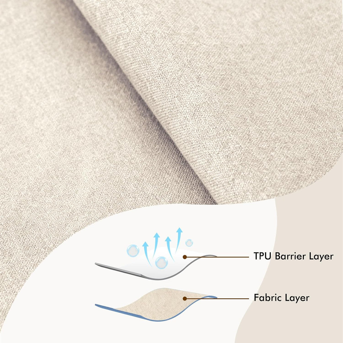 Khaki Faux Linen Rectangle Waterproof Tablecloth