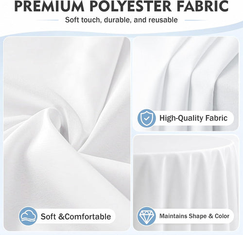 10 Pack 120 Inch White Round Tablecloth, Washable Polyester Tablecloths Stain & Wrinkle Resistant, Elegant Fabric Table Cloth for Wedding Party Banquet Dining Decoration Banquet, Formal Events