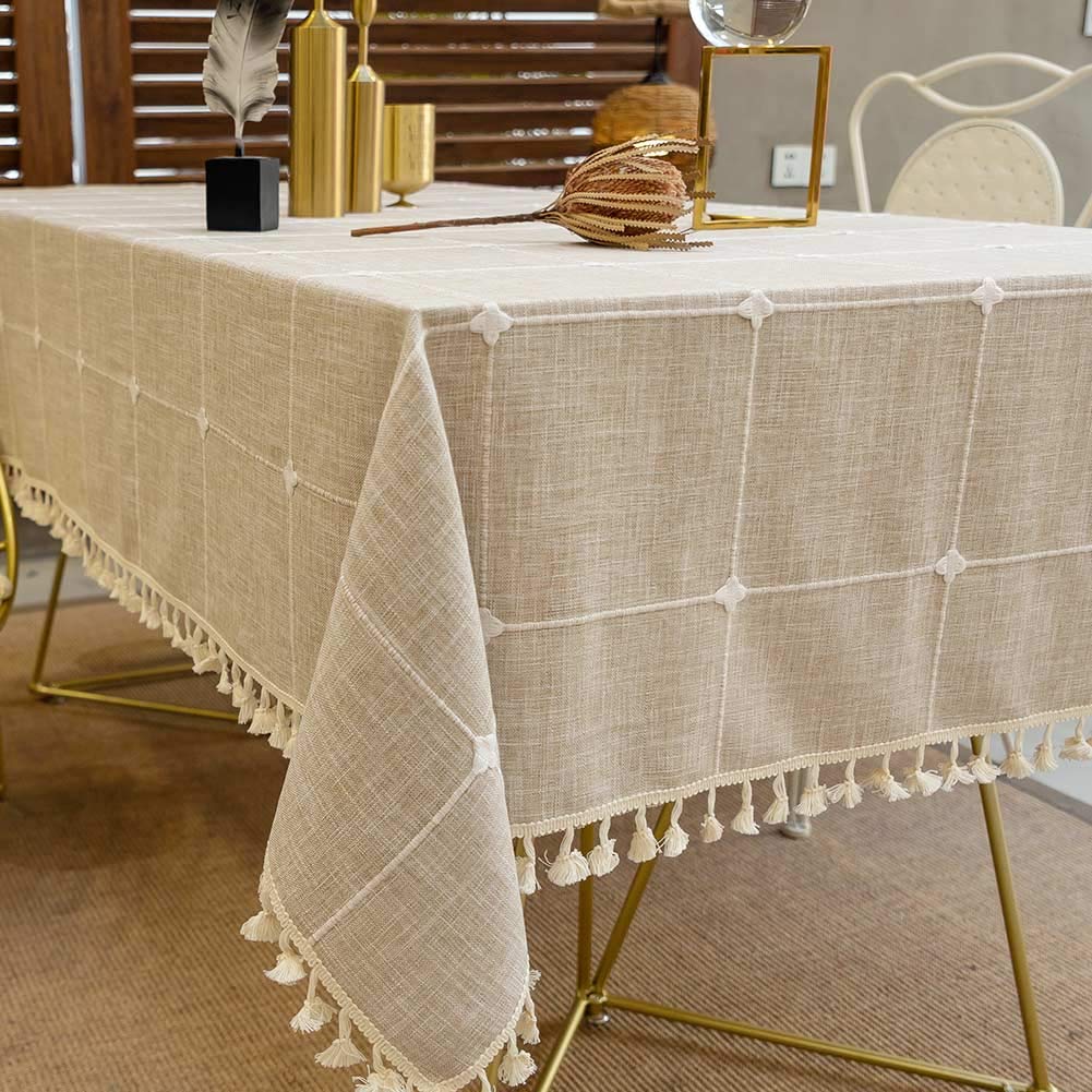 Deep Dream Tablecloths, Waterproof Table Cloth, Linens Wrinkle Free Anti-Fading, Rustic Table Cover Decoration for Kitchen Dinning Party (Rectangle/Oblong,55''x120'',10-12 Seats, Light Coffee)
