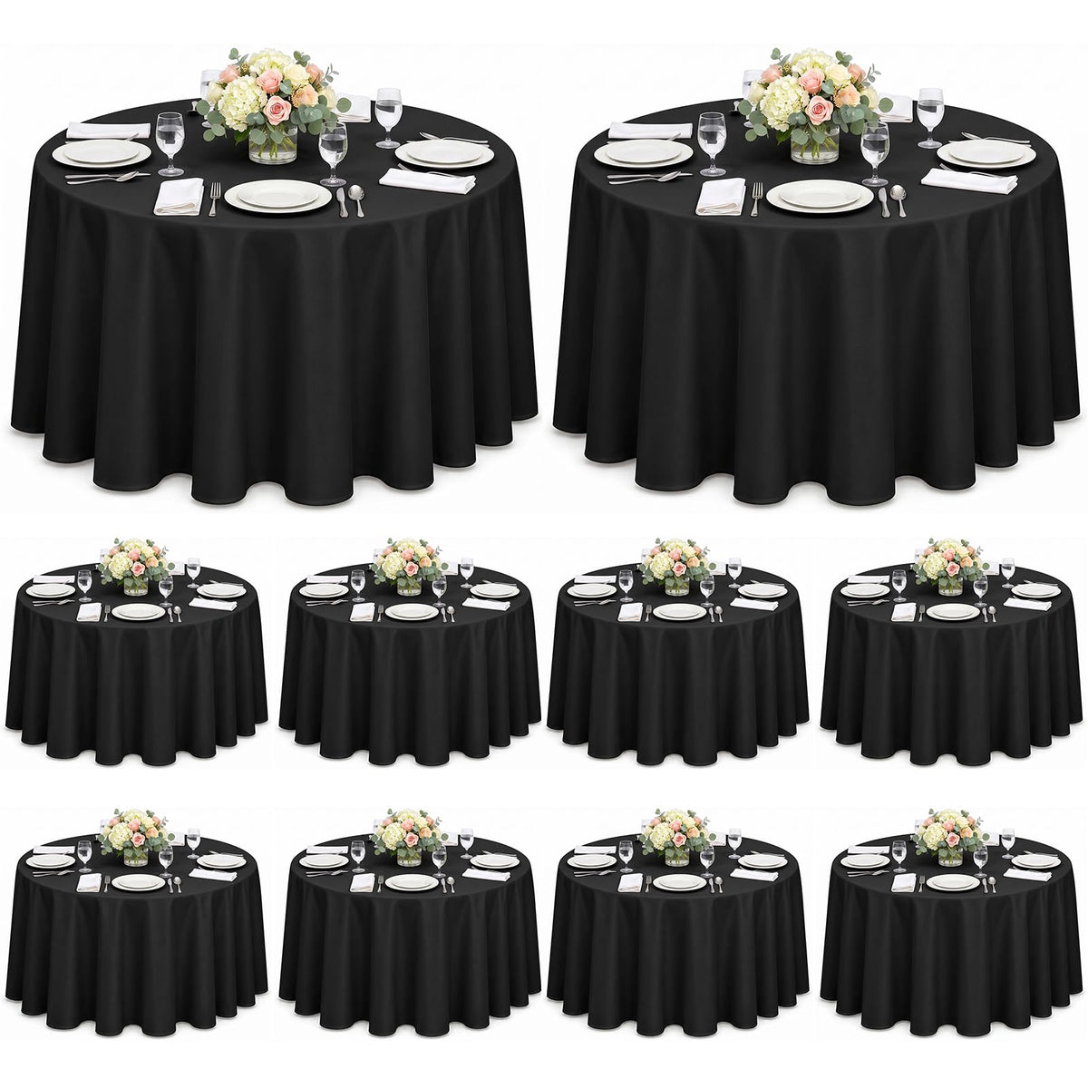 10 Pack 120 Inch White Round Tablecloth, Washable Polyester Tablecloths Stain & Wrinkle Resistant, Elegant Fabric Table Cloth for Wedding Party Banquet Dining Decoration Banquet, Formal Events