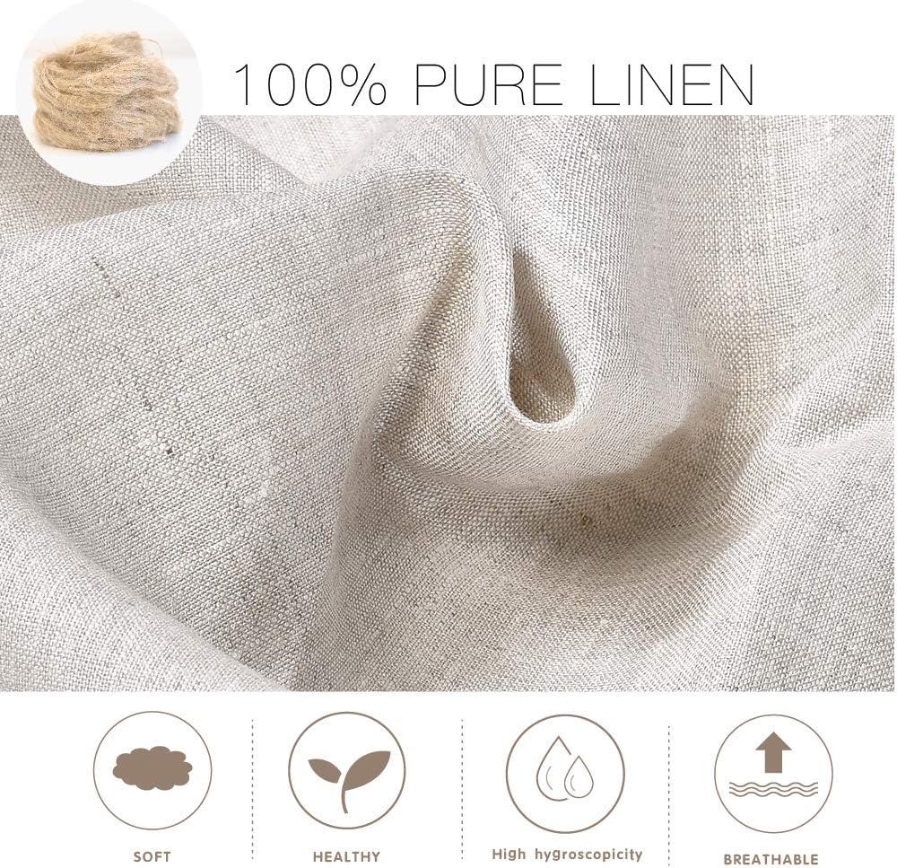 Simple&Opulence Premium 100% Linen Hemstitch Tablecloth-60 x 120 Inch Natural Linen, Natural Fabric, Rectangular Tablecloth for Indoor and Outdoor Use