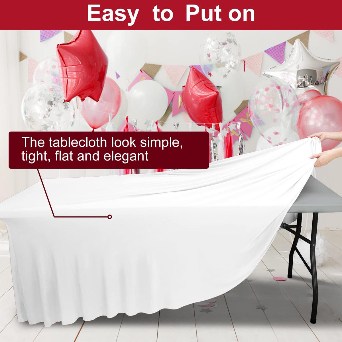 Thick 2 in 1 Spandex Table Skirt Cover 6ft,Rectangle Fitted Tablecloth with Pleated Skirt,Wrinkle Free Rectangular Table Cloth for Banquets and Vendor Event (White, 72"*30"*29",2Pack)