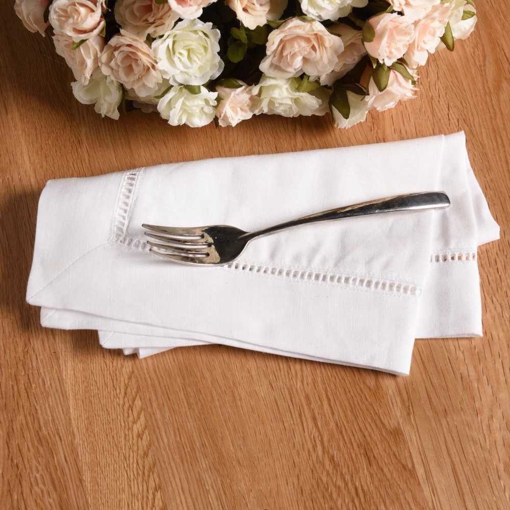 Simple&Opulence Premium 100% Linen Hemstitch Tablecloth-60 x 120 Inch Natural Linen, Natural Fabric, Rectangular Tablecloth for Indoor and Outdoor Use