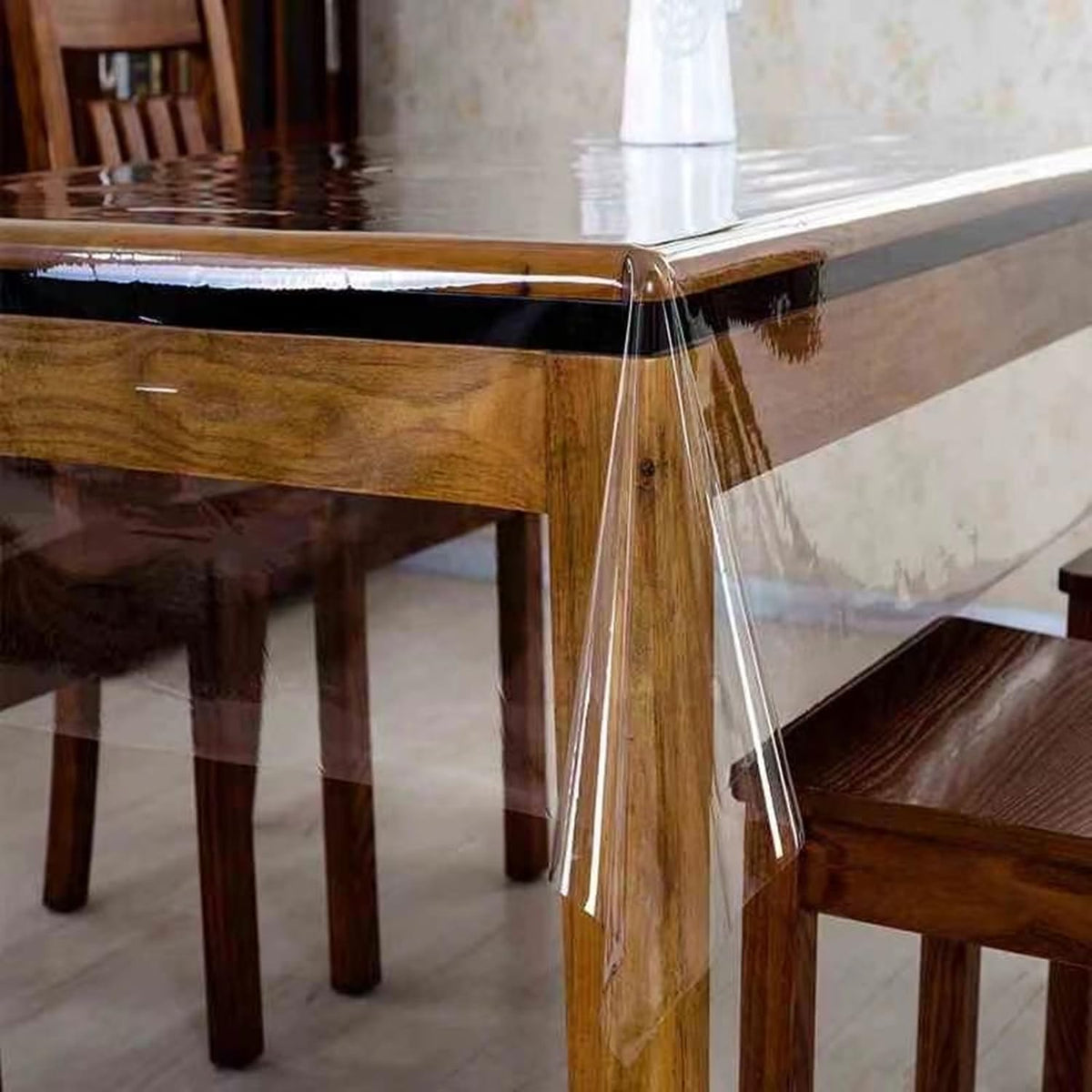Pioggia Clear Tablecloth Protector Rectangle Waterproof Oil-Proof Plastic Table Cloth Wipeable PVC Table Cover for Indoor and Outdoor (Clear, 60 x 120 Inch)