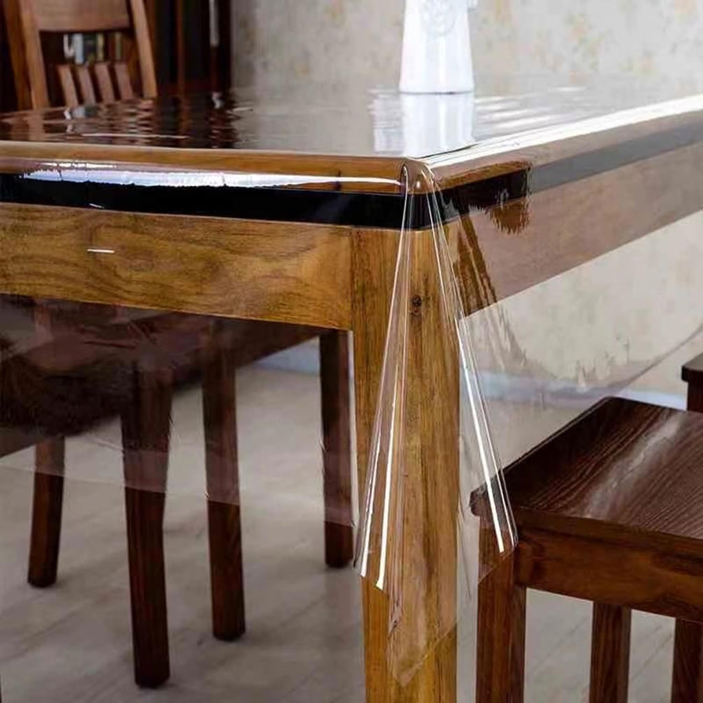 Pioggia Clear Tablecloth Protector Rectangle Waterproof Oil-Proof Plastic Table Cloth Wipeable PVC Table Cover for Indoor and Outdoor (Clear, 60 x 120 Inch)