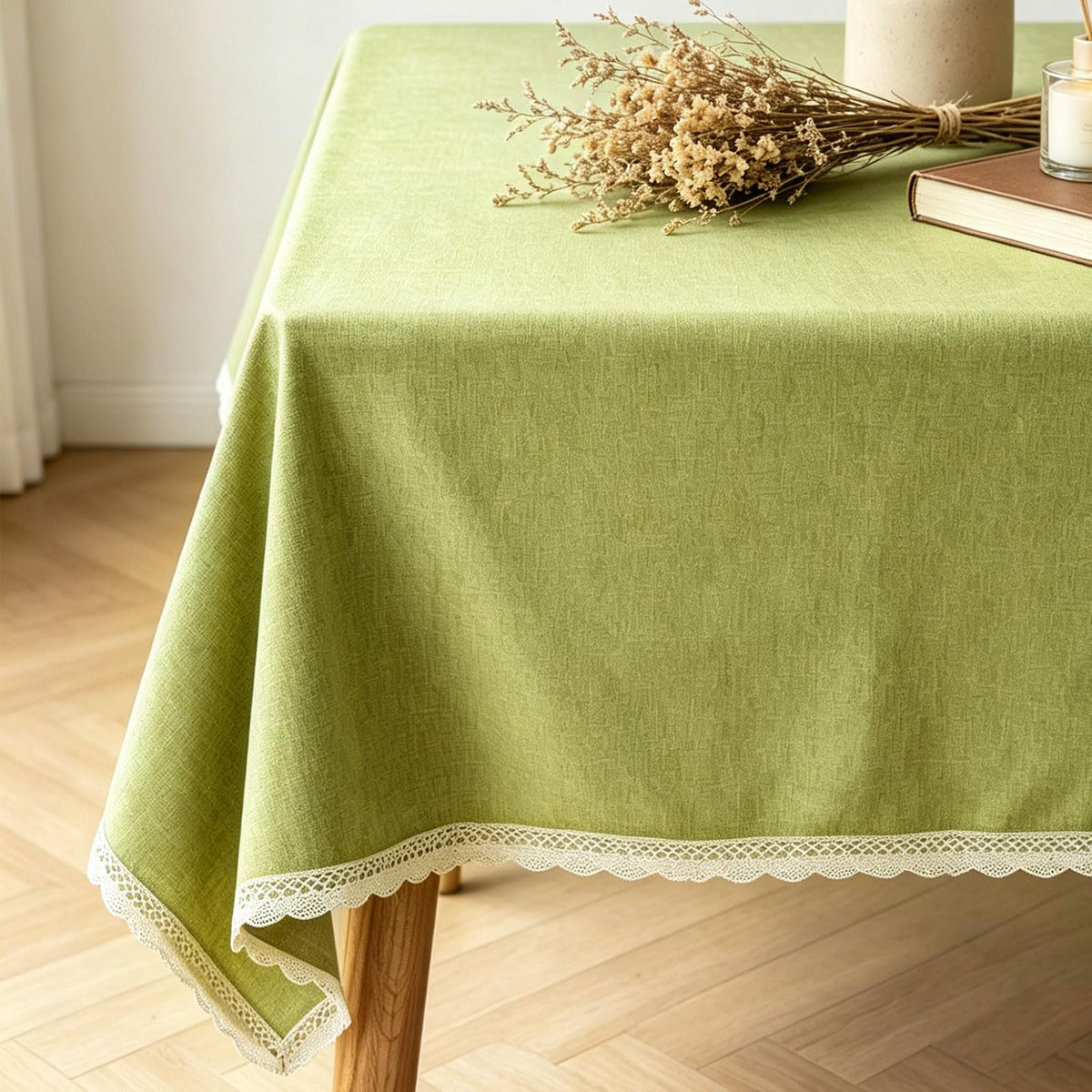 Khaki Faux Linen Rectangle Waterproof Tablecloth