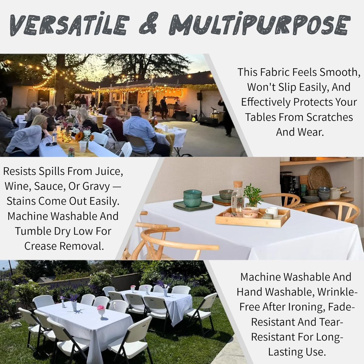 10 Pack White Table Cloths for 8ft Rectangle Tables, 60x126 Inch Tablecloth