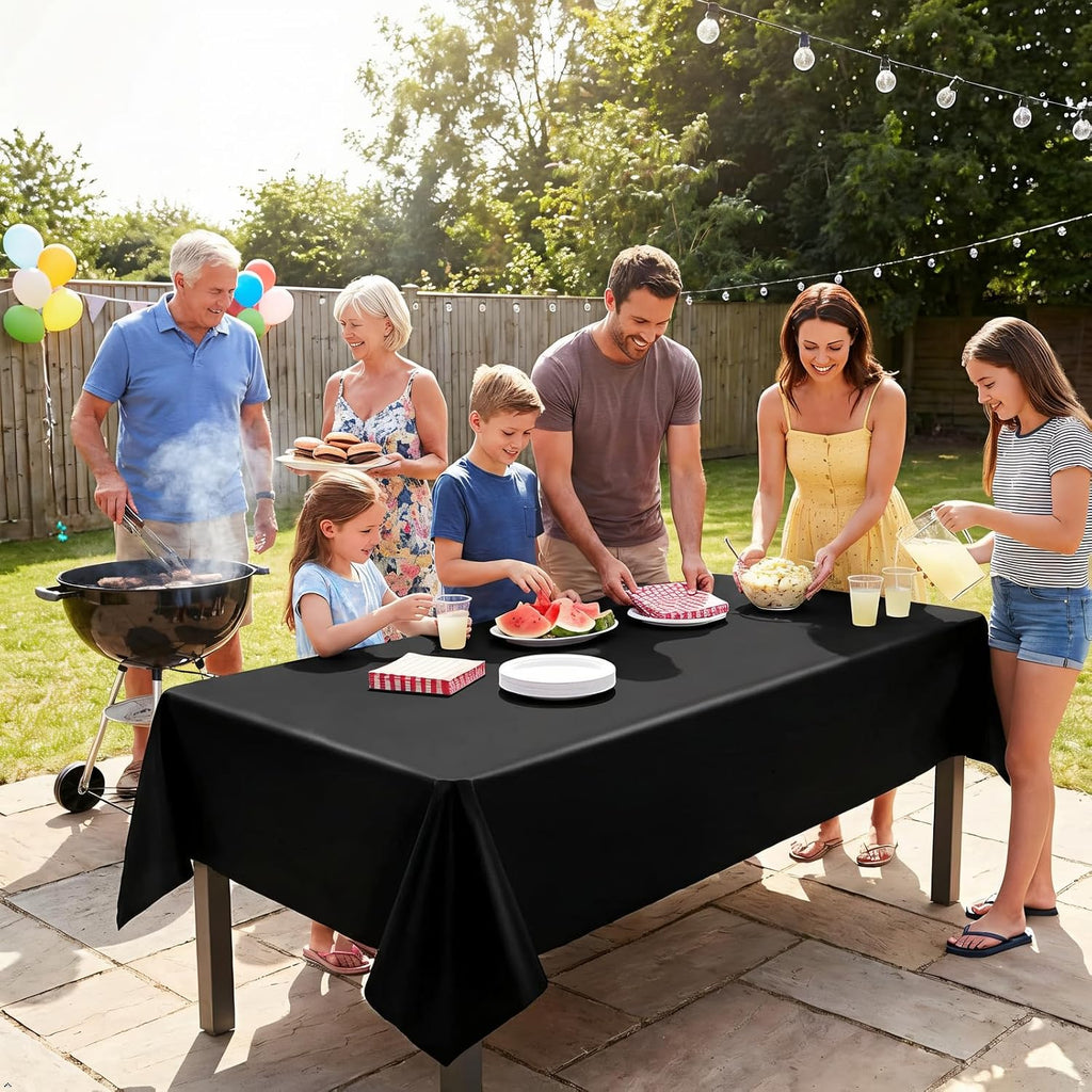 12 Pack 60 x 126 Inch Black Tablecloths for 8 Foot Rectangle Tables