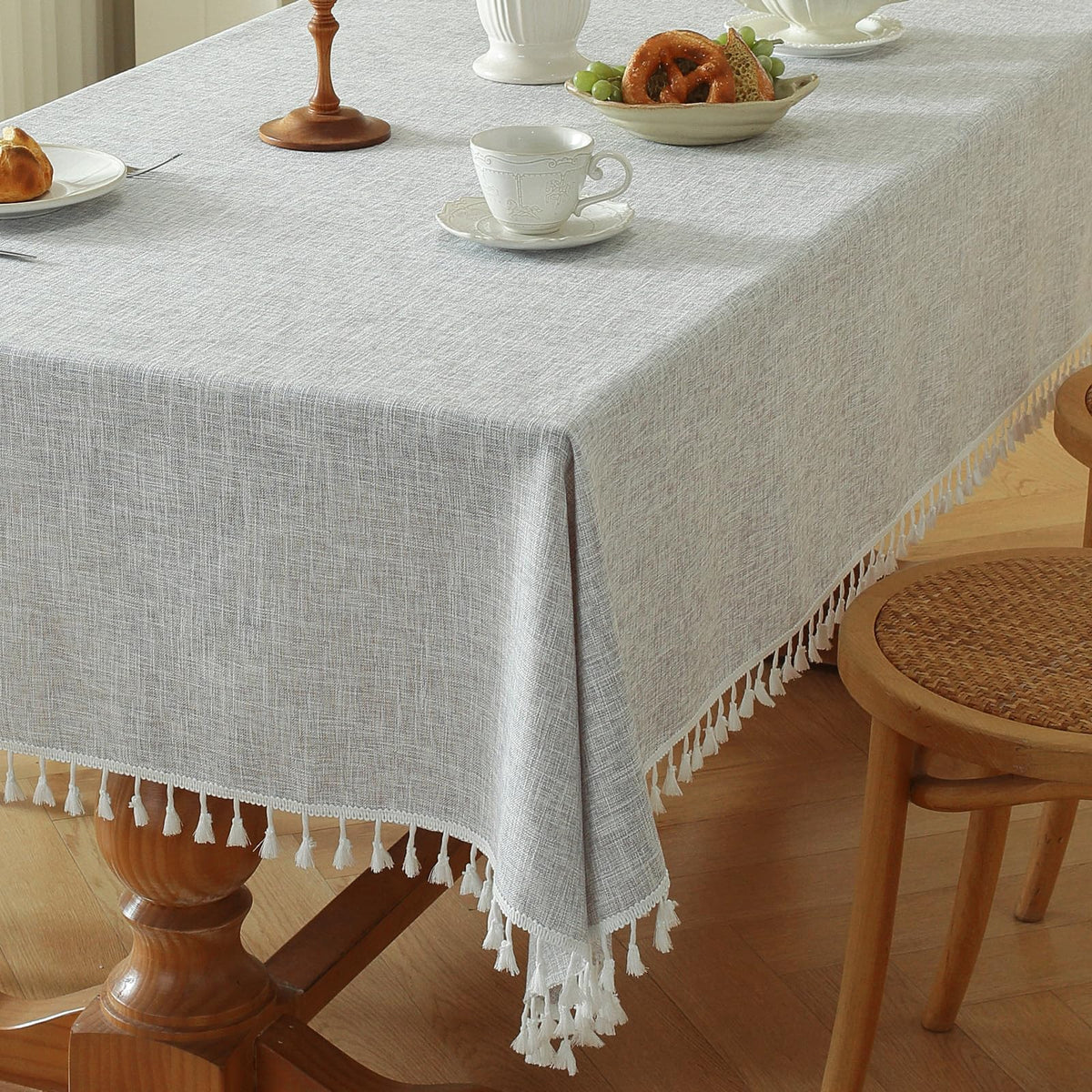 Deep Dream Tablecloths, Waterproof Table Cloth, Linens Wrinkle Free Anti-Fading, Rustic Table Cover Decoration for Kitchen Dinning Party (Rectangle/Oblong,55''x120'',10-12 Seats, Light Coffee)