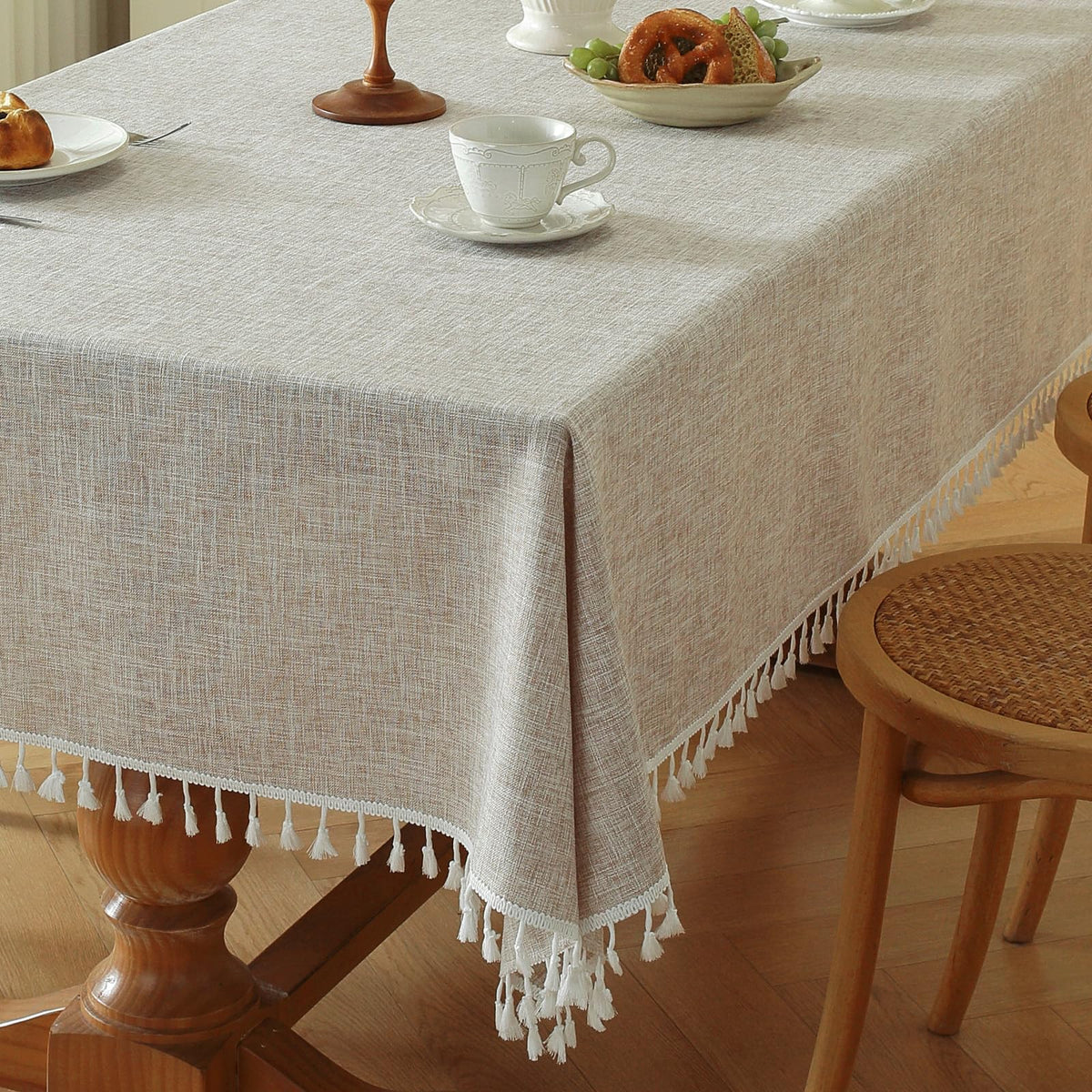 Deep Dream Tablecloths, Waterproof Table Cloth, Linens Wrinkle Free Anti-Fading, Rustic Table Cover Decoration for Kitchen Dinning Party (Rectangle/Oblong,55''x120'',10-12 Seats, Light Coffee)