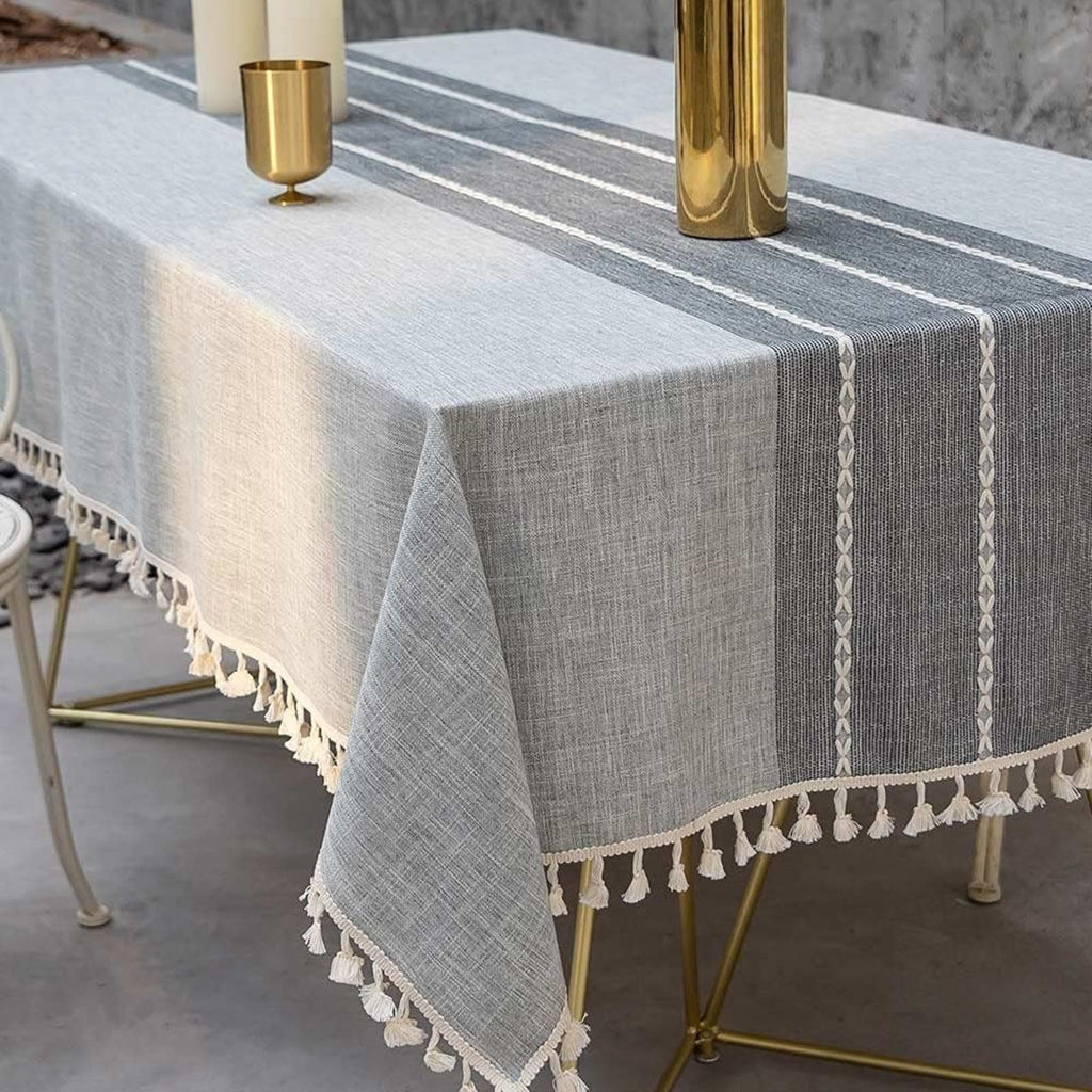 Deep Dream Tablecloths, Waterproof Table Cloth, Linens Wrinkle Free Anti-Fading, Rustic Table Cover Decoration for Kitchen Dinning Party (Rectangle/Oblong,55''x120'',10-12 Seats, Light Coffee)