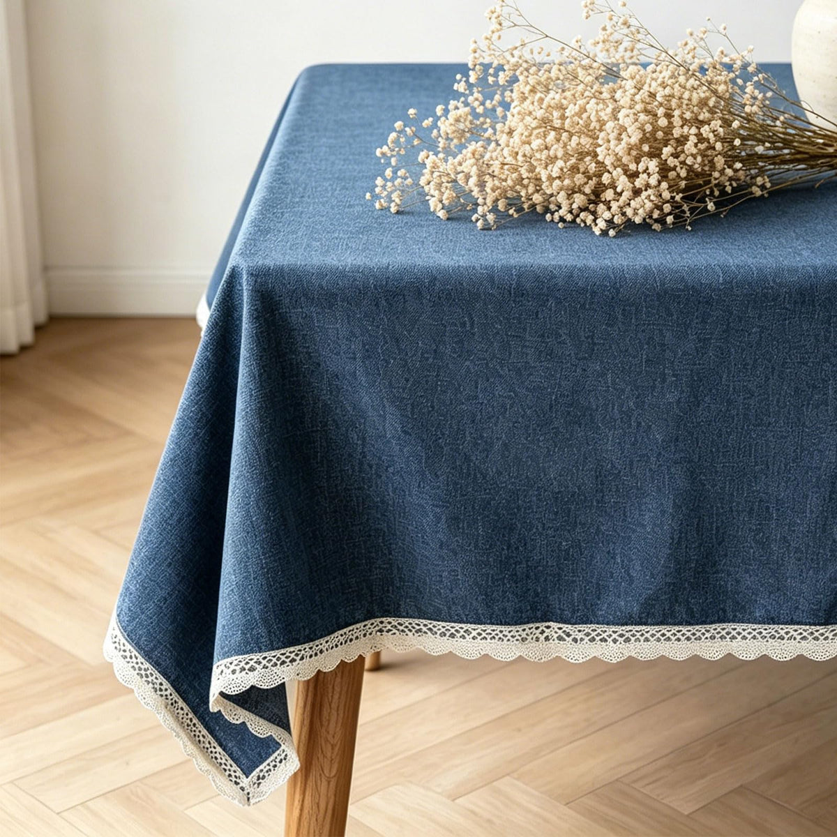 Khaki Faux Linen Rectangle Waterproof Tablecloth