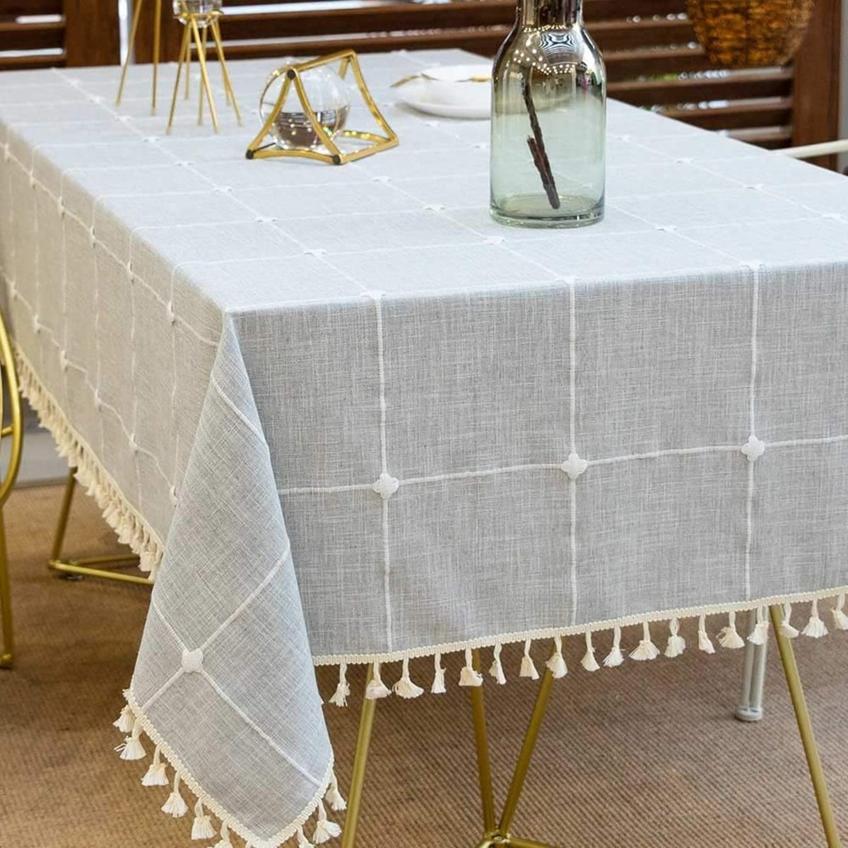 Deep Dream Tablecloths, Waterproof Table Cloth, Linens Wrinkle Free Anti-Fading, Rustic Table Cover Decoration for Kitchen Dinning Party (Rectangle/Oblong,55''x120'',10-12 Seats, Light Coffee)